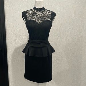 Open back black lace dress